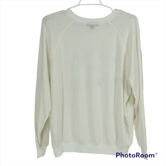WILDFOX BELIEVE IN MIRACLES BAGGY BEACH JUMPER PULLOVER SWEATSHIRT WHITE CREAM S - Picture 3 of 8